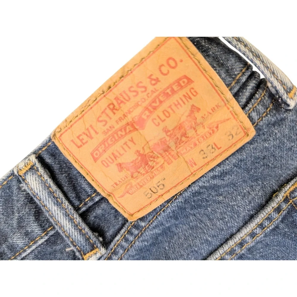 Levi's 505 Regular‎ Fit Straight Leg Blue Wash Denim Jeans Men's 38x32